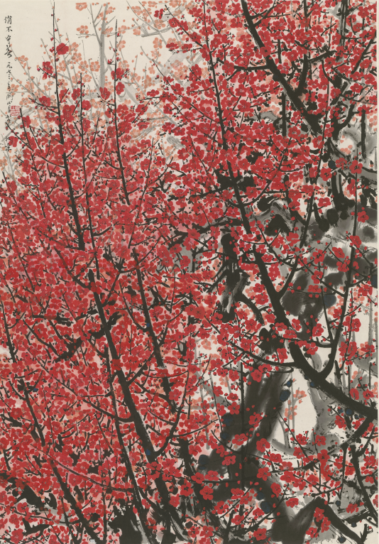 6、关山月Guan Shanyue 《俏不争春》 Plum Blossoms with Implicit Beauty纸本设色Ink and color on paper 90x63cm 1973