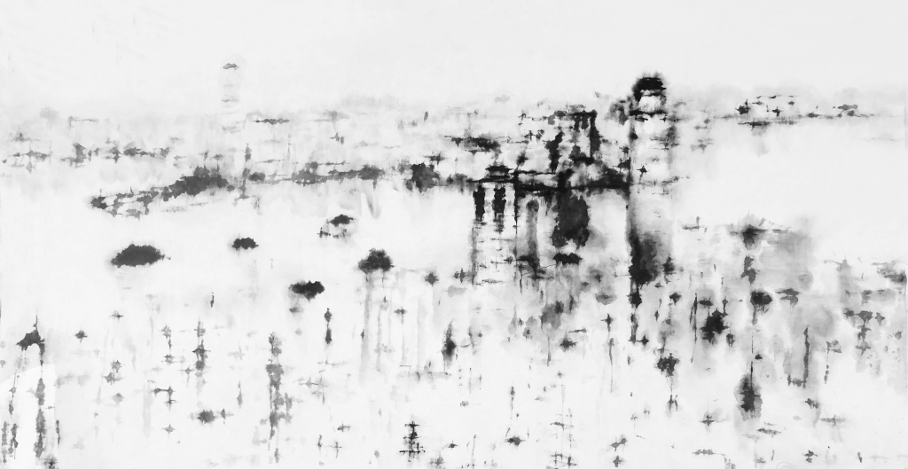 8、董小明Dong Xiaoming《维港晨雾》Morning Mist of Victoria Harbour纸本水墨Ink on paper 96x185cm 2016 广东美术馆藏 Collection of Guangdong  Museum of Art