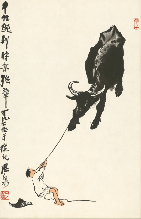 5、李可染 Li Keran 《牛性纯驯时亦强犟》 Tame Ox is also Stubborn 纸本设色 Ink and color on paper 69x45cm1960年代1960s